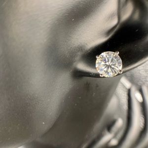 SOLD! 2 carat each (4 carat total) pair of Moissanite white gold stud earrings
